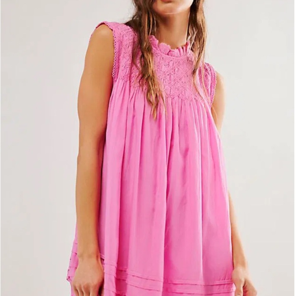 Free People Pink Lace Midi Dress